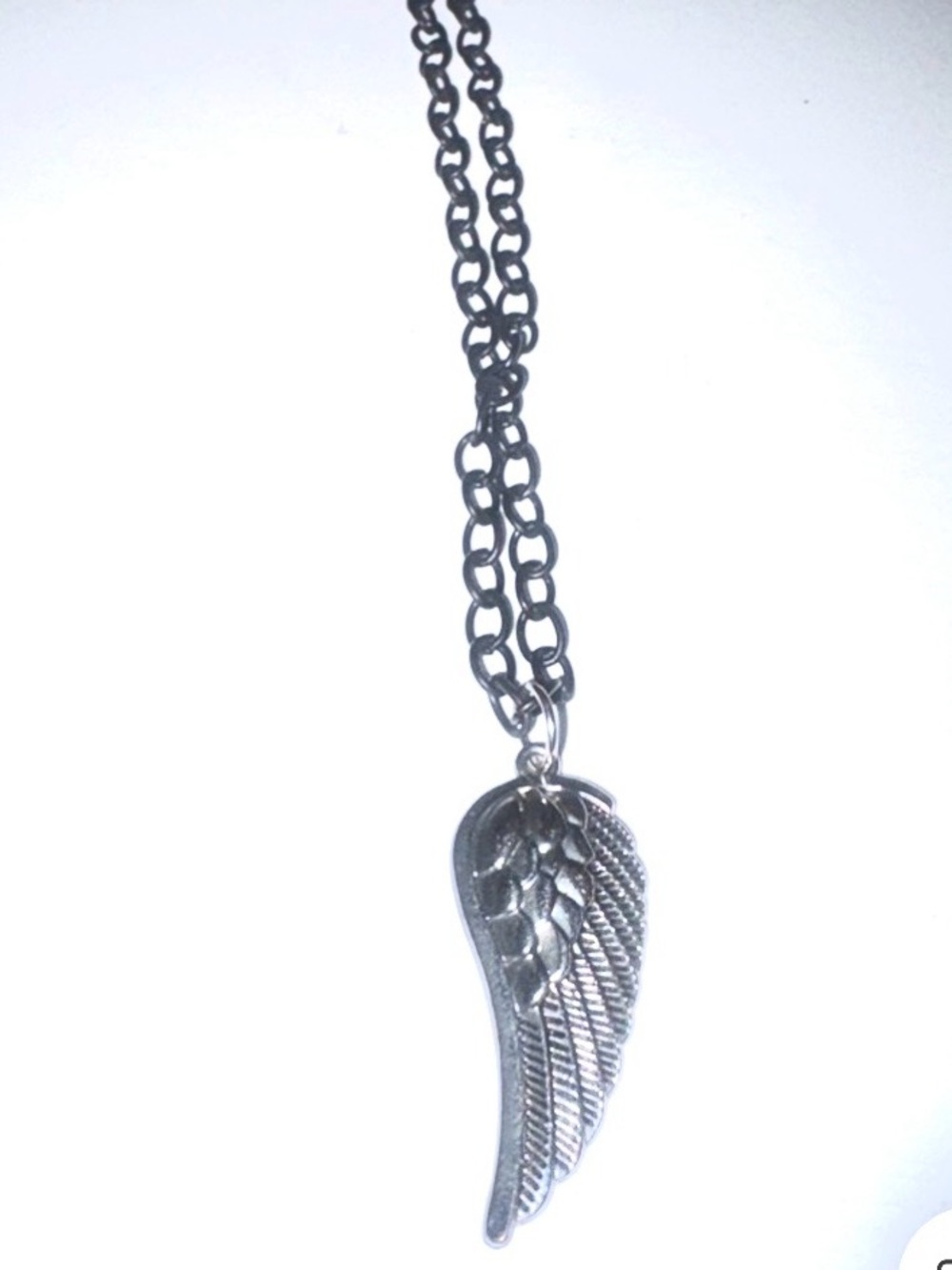 Amanda Sanchez black cabin Silver Tone Wing Pendant Necklace